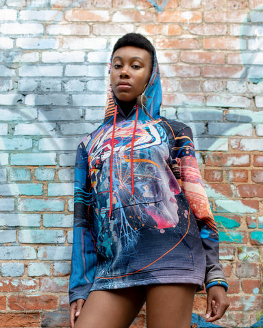 Night Rainbow Midweight Reversible Hoodie by Android Jones XL